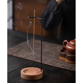Minimalist Agarwood Incense Holder – Wooden Base &amp; Metal Stand | Elegant High Design